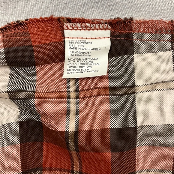 ELY CATTLEMAN Mens Brown Plaid Short Sleeve Western Yoke Pearl Snap Shirt, sz LG - Picture 8 of 8